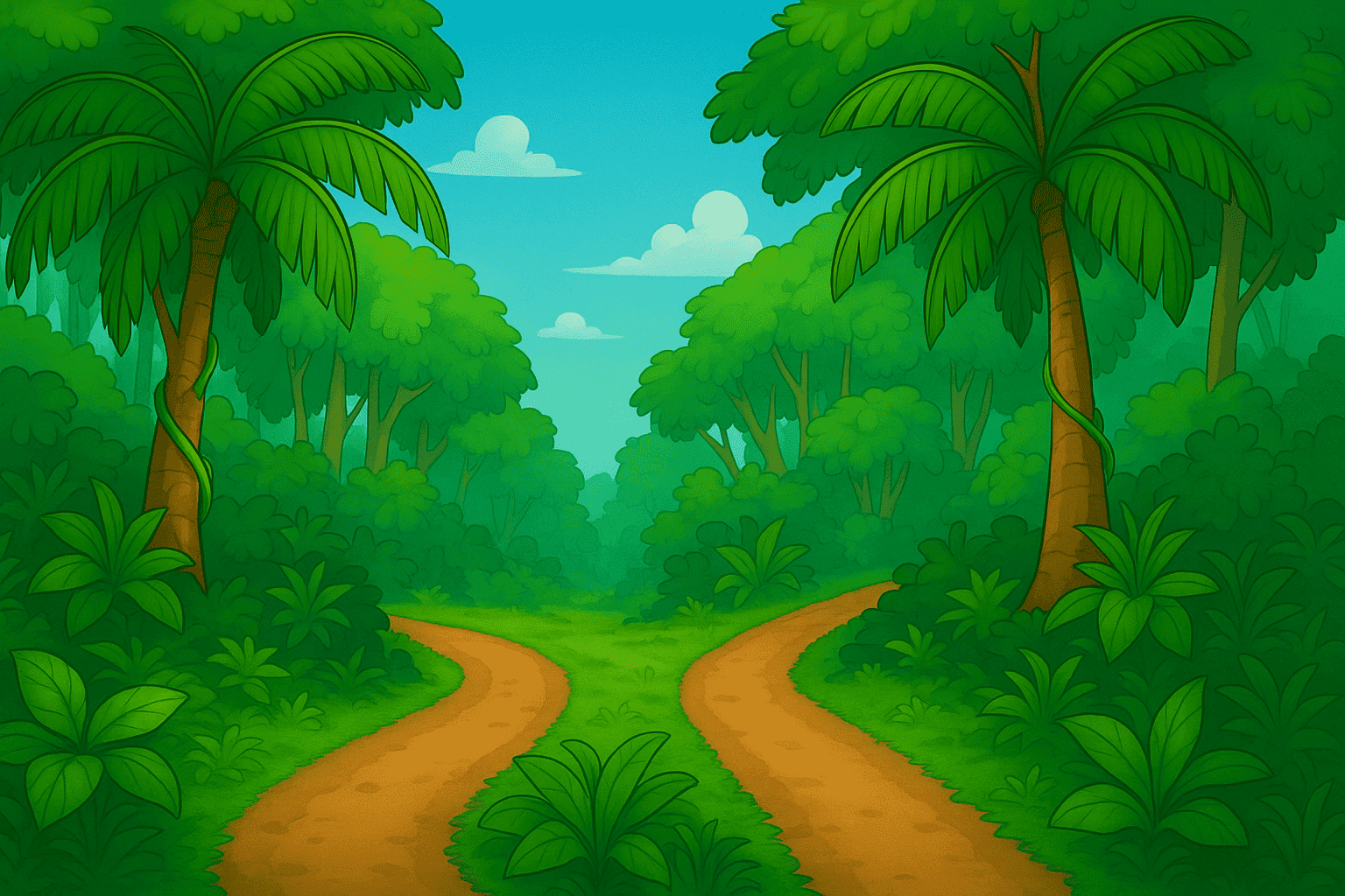 Jungle with two roads